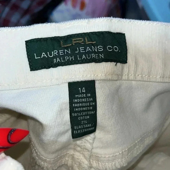 Lauren Ralph Lauren Green Label Corduroy Classic Straight Pants Cream Plus Size - Picture 3 of 8